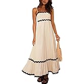 XINWEIZZ Womens Spaghetti Straps Flowy Maxi Dress 2025 Summer Smocked Dress Casual Sleeveless Sundress Long Beach Dresses