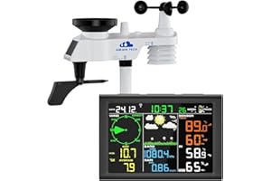 AIRAIN TECH 10-in-1 Wireless Weather Station,with Outdoor Sensor,Rain Gauge,Atomic Clock,Wind Speed/Wind Direction,Indoor Temperature and Humidity,Barometer,Weather Forecast, etc.(NO WiFi)