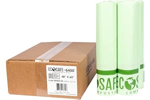 EcoSafe-6400 HB4860-85 Certified Compostable Bag - 48x60” Green Bags for 64 Gallon Bin - Extra Strong Leak, Puncture and Tear