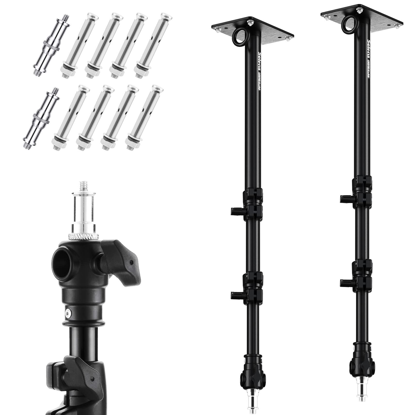 Selens Camera Wall Ceiling Mount Boom Arm 2Pcs for Photography Studio Video Strobe Flash Ring Light Max Length 103cm with 1/4" 3/8" Thread Screw Detachable for DSLR Camera Monolight