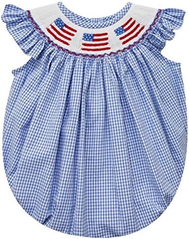 4Th of July Smocked Angel Wing Bubble
