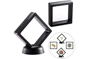 Set of 3 Challenge Coins Display Frame, YITOU Guitar Pick 3D Floating Display Case, Small Shadow Box, Clear Floating Frame Display Holder for Jewelry, Medals, Display Stands