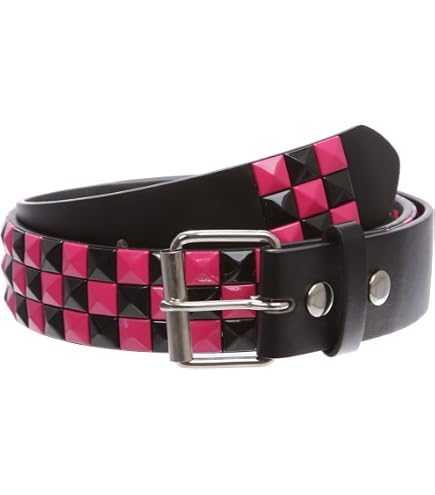 Beltiscool Snap On Punk Rock Black & Green Star Studded Checker