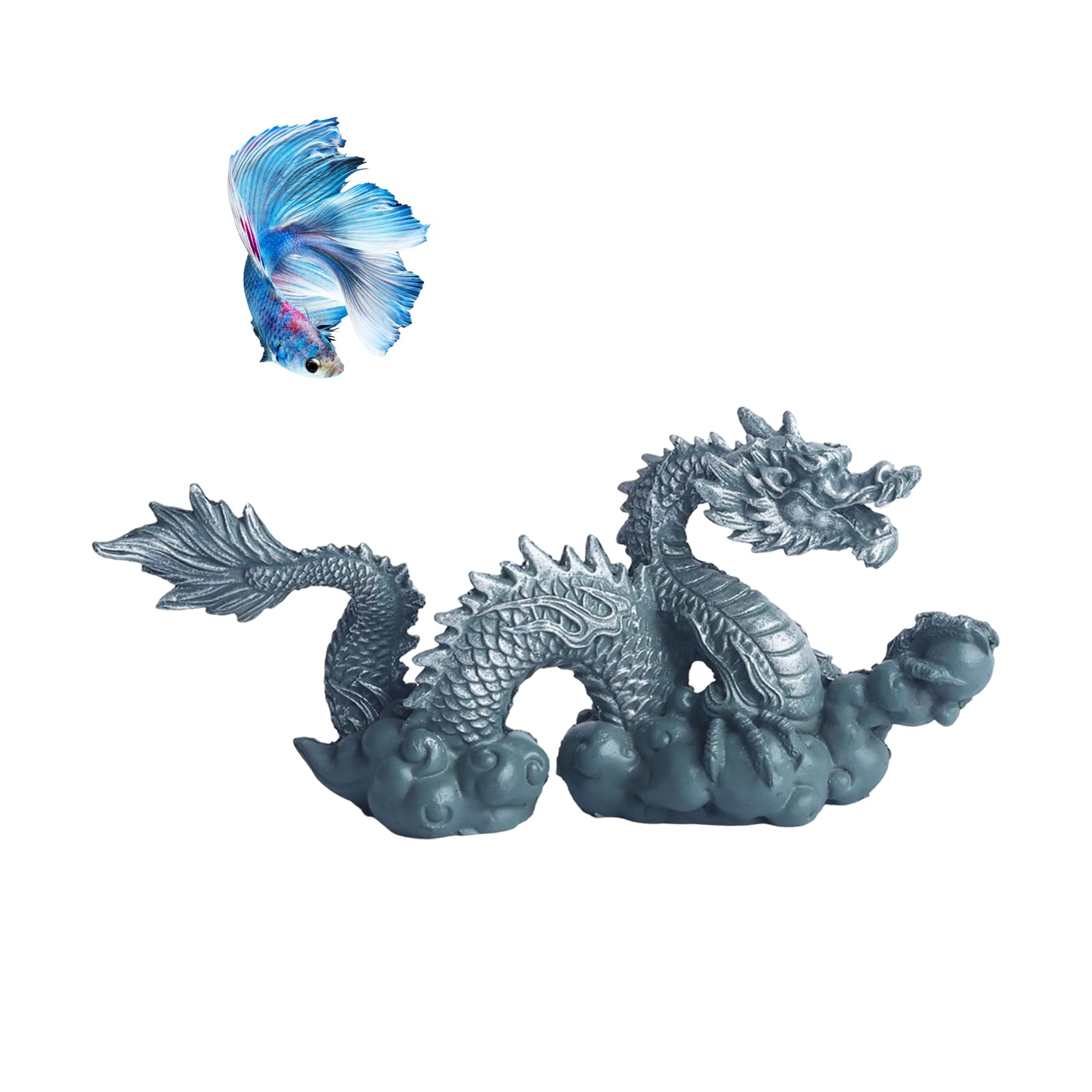 Photo 1 of RUIAN Fish Tank Dragon Statue-Chinese Dragon Ornament for Aquarium Decor, Gray Blue Meditating Figurine Safe for Freshwater & Saltwater Tanks(Dragon)