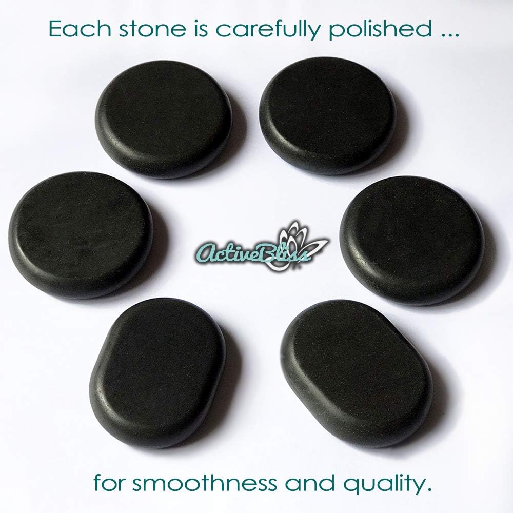 Hot Stones - 6 Large Essential Massage Stones Set (3.15in) for Professional or Home spa, Relaxing, Healing, Pain Relief by ActiveBliss: Health & Personal Care