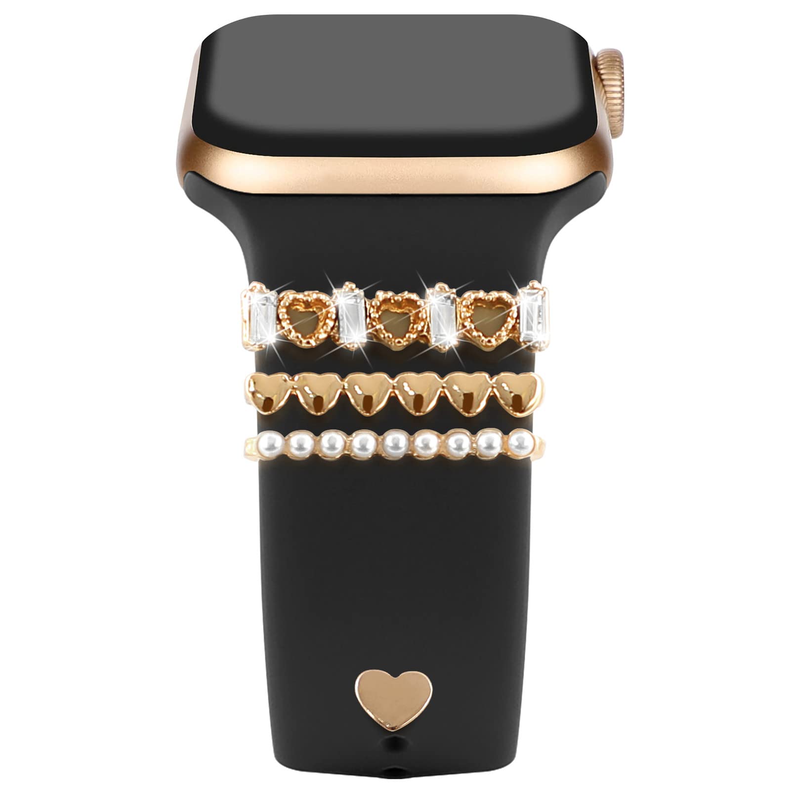 Watch Band Charms Compatible for Apple Watch Series 8 7 6 5 4 3 2 1 Decorative Ring Loops Metal Shiny Accessories Smartwatch Accessories for iwatch 45mm 44mm 42mm 41mm 40mm 38mm