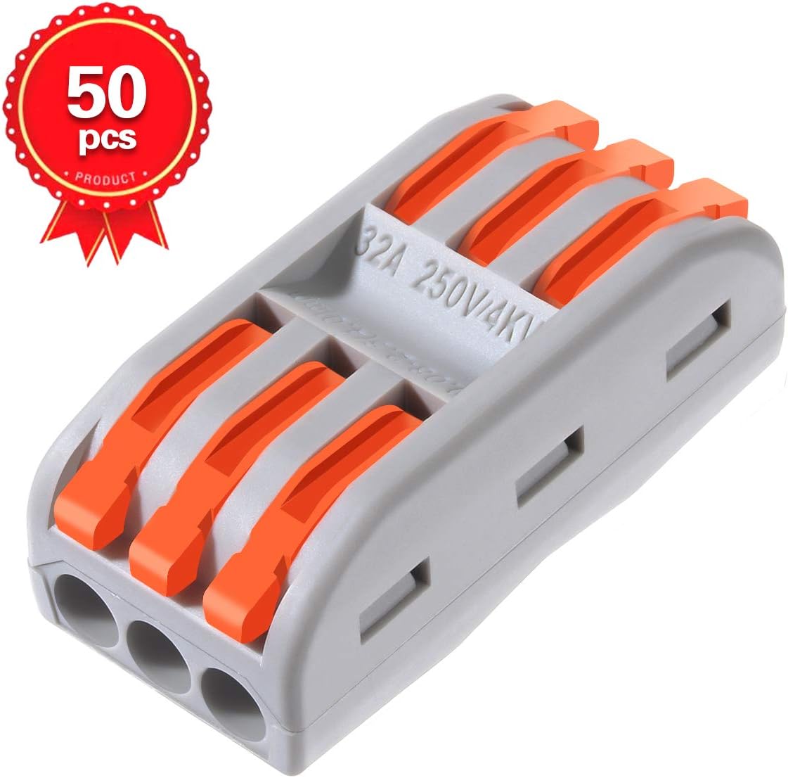 XHF 3 Conductor Compact Connectors LeverNut Wire Connectors for 2 and