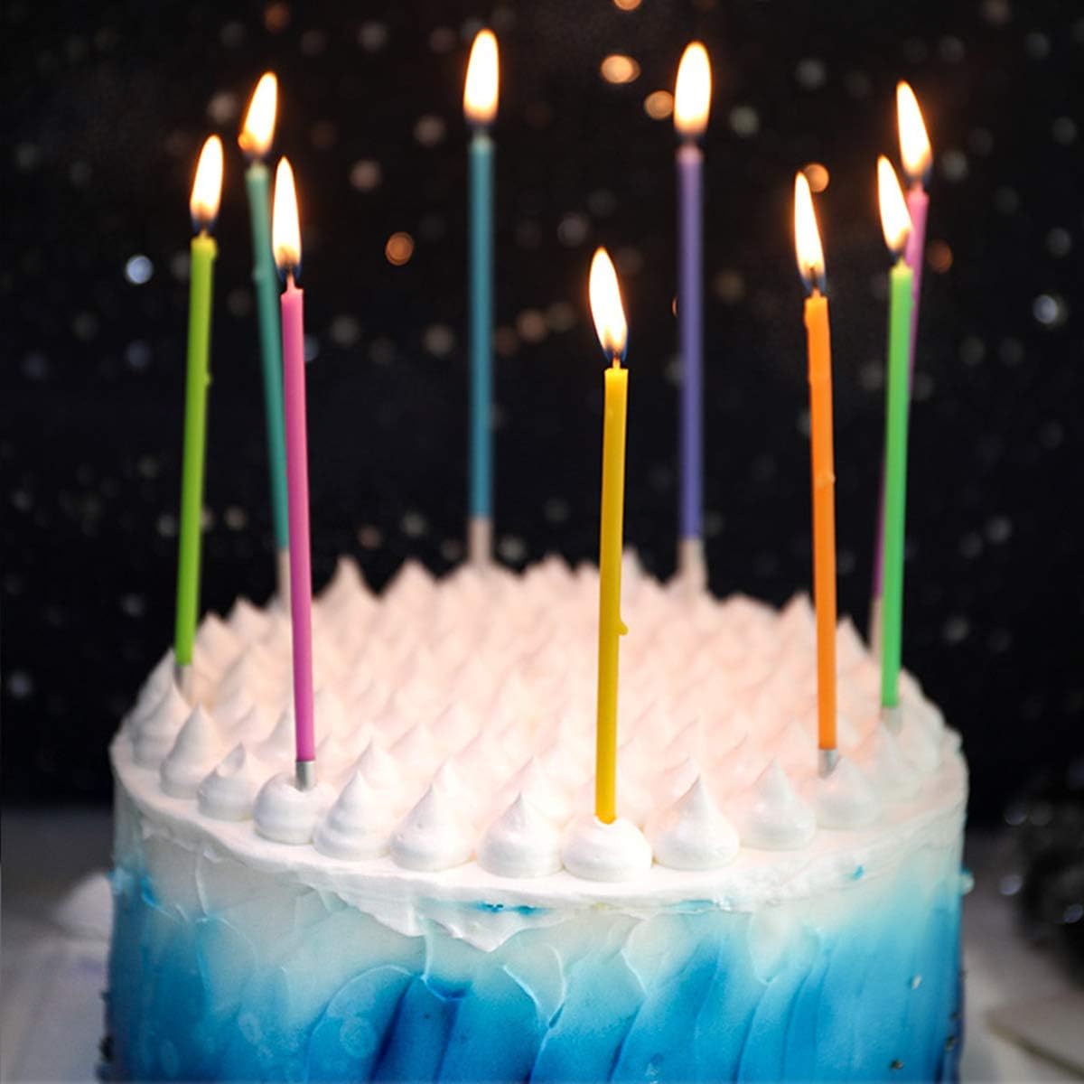 IronBuddy 30 Count Cake Candles Long Thin Cake Candles Metallic Birthday Candles in Holders for Party Wedding Birthday Cake Decorations (Rainbow Color-2): Home & Kitchen