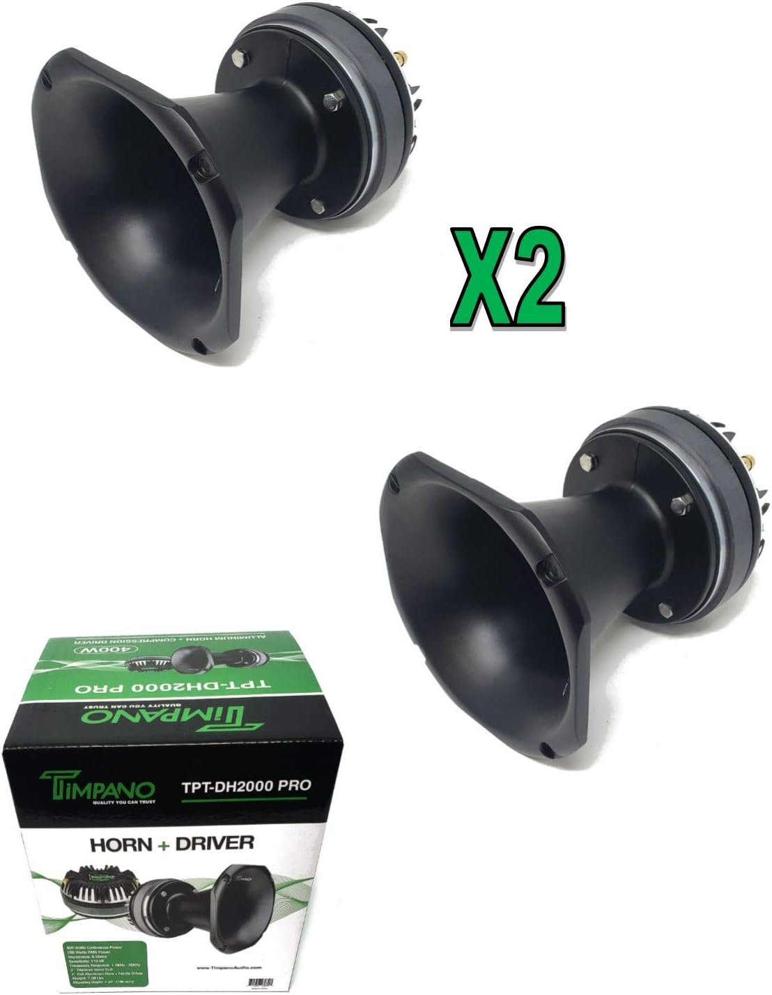 2 x Timpano TPT-DH2000 PRO 2" Compression Horn Driver 8 Ohm Aluminum 800 Watts