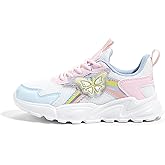 LUCKY STEP Girls Kid's Butterfly Running Sneaker Tennis Sparkle Mesh Athletic School Gym Lace-up Walking Shoes for Toddler/Little Kid/Big Kid