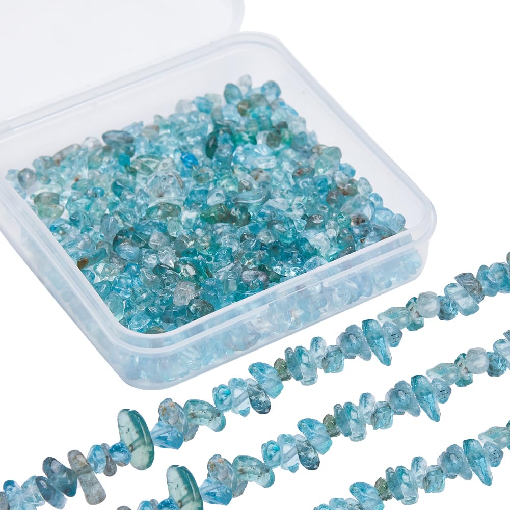 SUNNYCLUE 2 Strands Apatite Chip Beads Chip Stones Beads Natural Apatite Beads Apatite Crystal Chips Healing Energy Chip Bead Strands Gemstone Chips for jewellery Making Home Decor Vase Plant Supplies