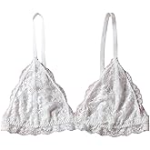 SOLY HUX Women's Lace Bralettes Deep V Neck Wireless Unpadded Triangle Bra Lingerie