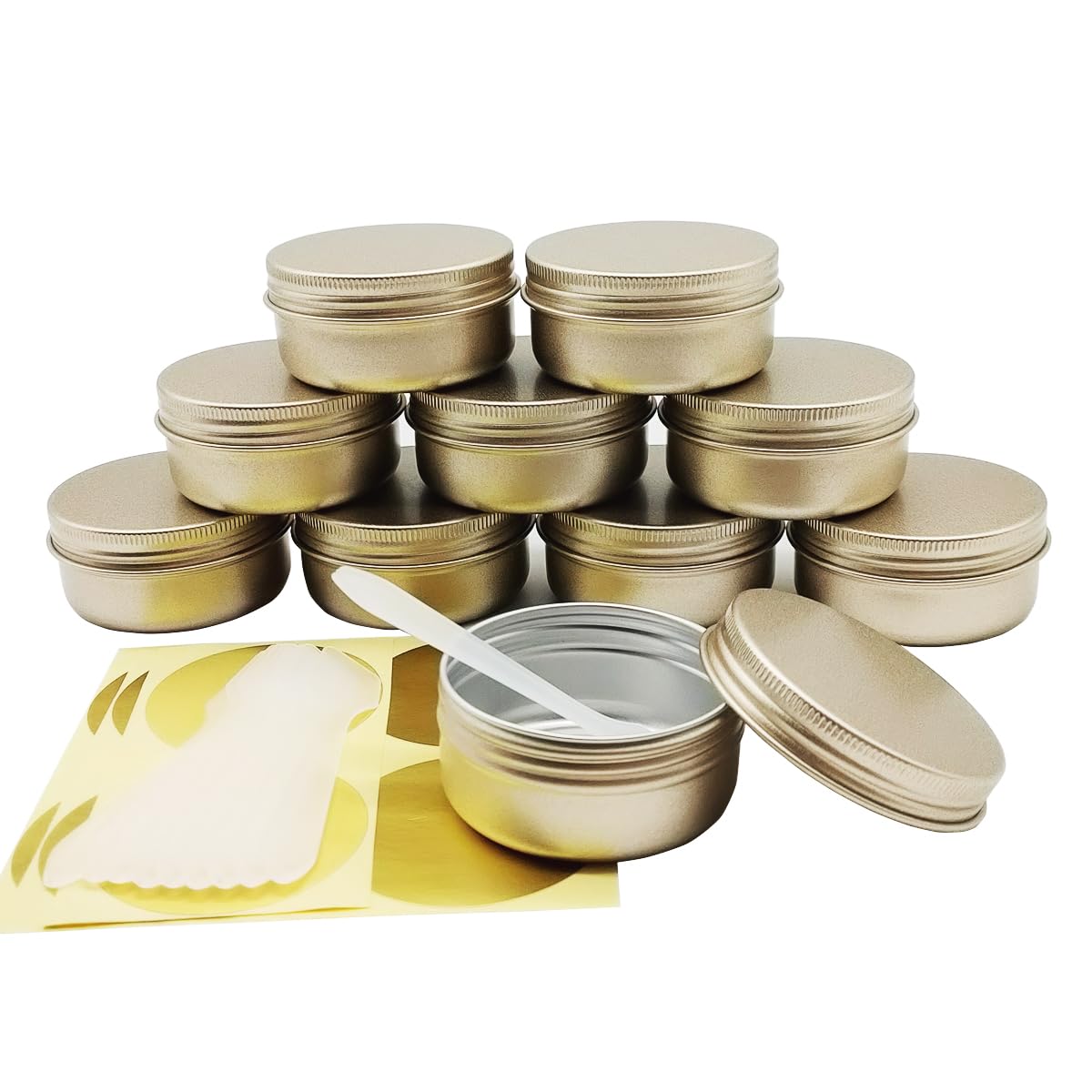 Wopanxye 10pcs 50ml Aluminum Tin Jars, Lip Balm Container, 50gram Travel Makeup Sample Jars, Empty Cosmetic Containers Pot with Screw Cap Lid for DIY Crafts Salve Face Cream Candle Tea Paints Lotion