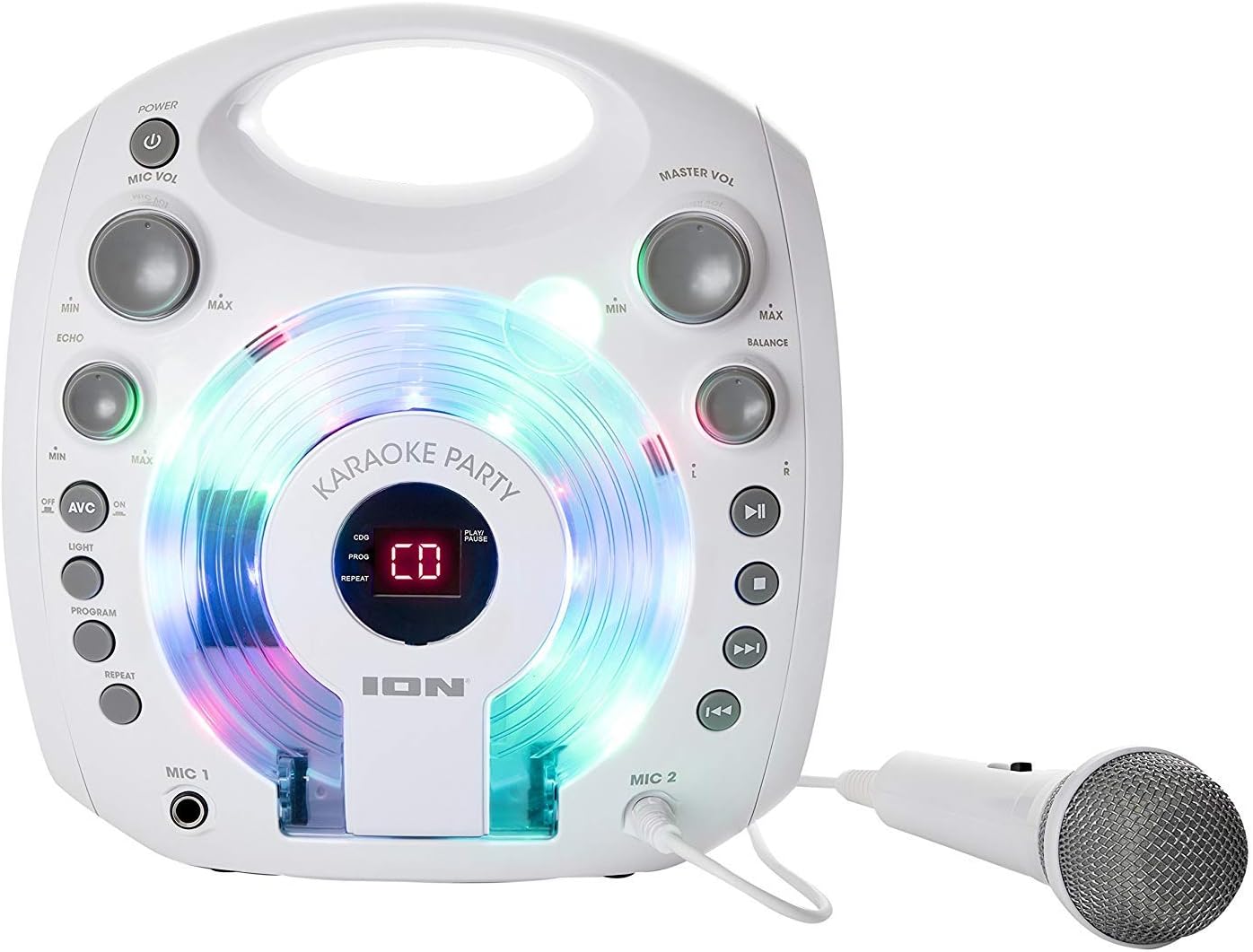 ION Audio Karaoke Party White Lecteur Karaoké Portable avec Effets