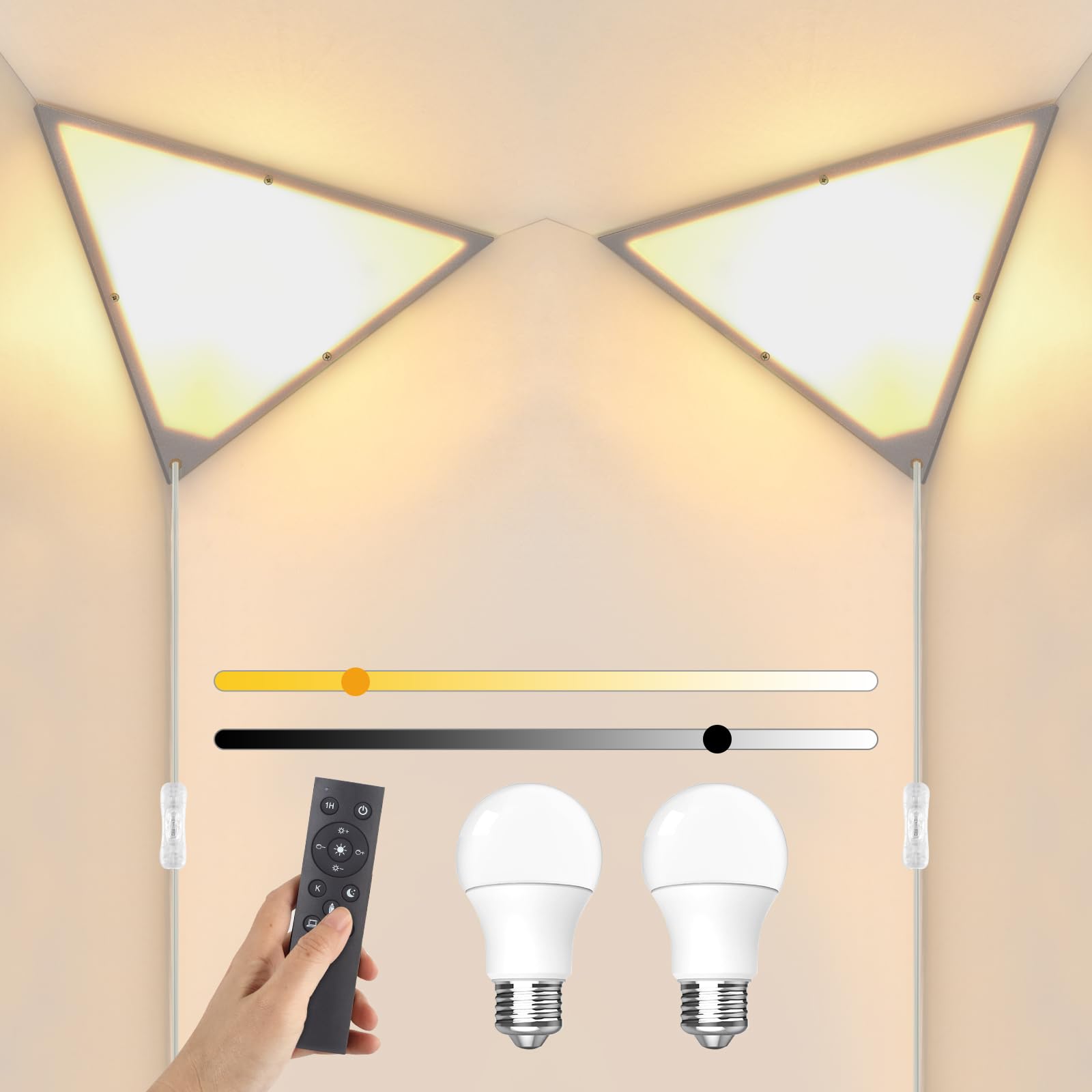 Photo 1 of Zlierop 2 Pack Corner Light with 9W LED Bulb and Remote, 3 Color Temperature Corner Lamp, Dimmable Plug in Pendant Lights for Ceiling with Acrylic Shade, Plug in Ceiling Light for Living Room, Bedroom