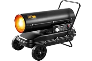 VEVOR 125000 BTU Forced Air Kerosene Diesel Heater, Portable Torpedo Space Heater with Wheels & Adjustable Temp, Blower-Type 
