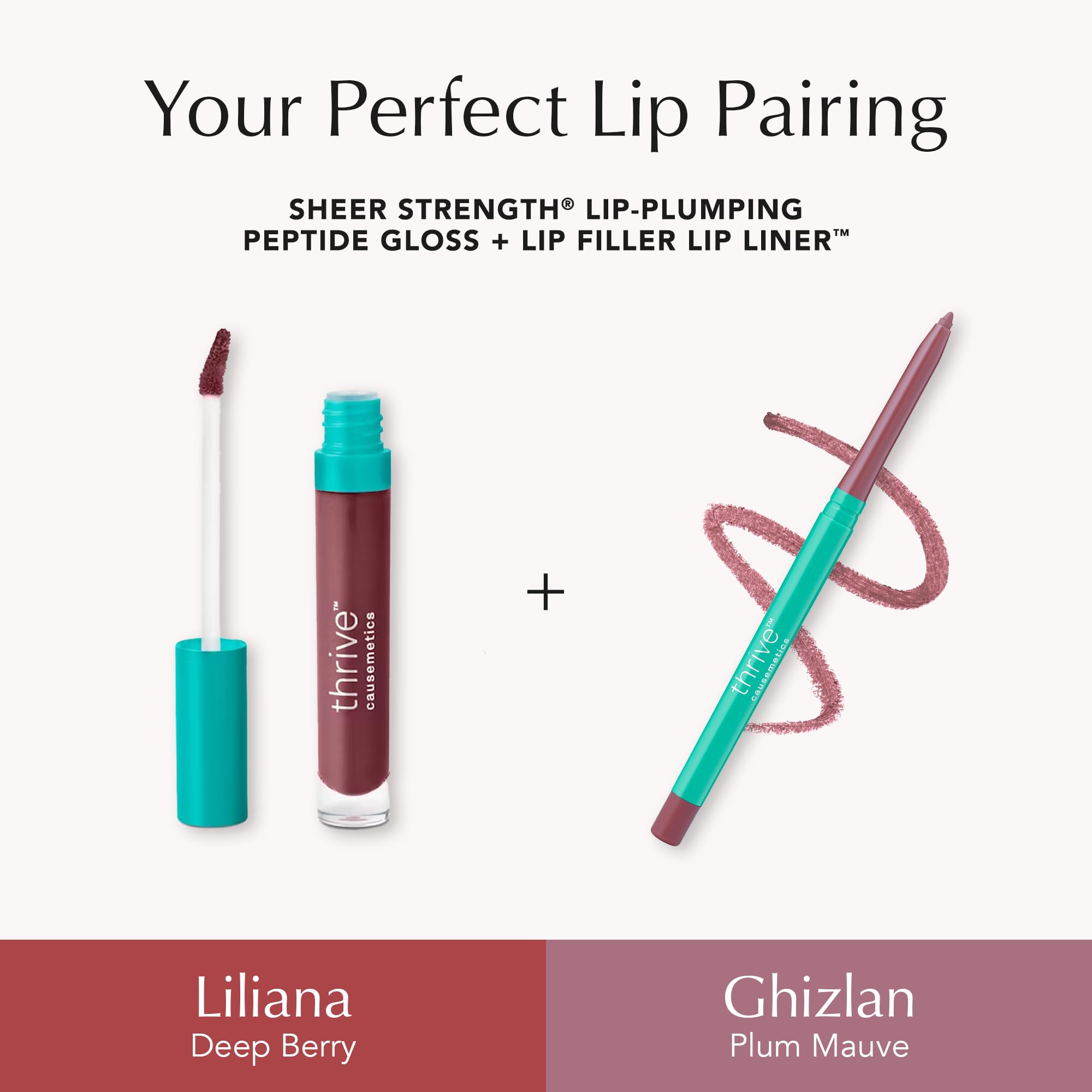Thrive Causemetics Lip Filler Long-Wearing + Plumping Lip Liner, Shea Butter Hydrating Lip Plumper Retractable Lip Liner Pencil, Built In Sharpener, Vegan & Cruelty Free, Ghizlan (Plum Mauve)