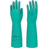 LANON Nitrile Chemical Resistant Gloves, Reusable Heavy Duty Safety Work Gloves, Acid, Alkali and Oil Protection, 18" Length,
