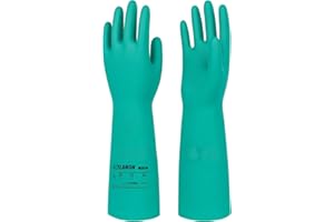 LANON Nitrile Chemical Resistant Gloves, Reusable Heavy Duty Safety Work Gloves, Acid, Alkali and Oil Protection, 18" Length,