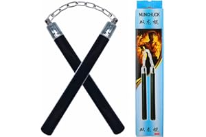 WUNHUNEW Nunchucks, Safe Solid Rubber Training Nunchucks/Nunchakus with Steel Chain for Beginners, Adults and Professional Perform, Practice, Exercise