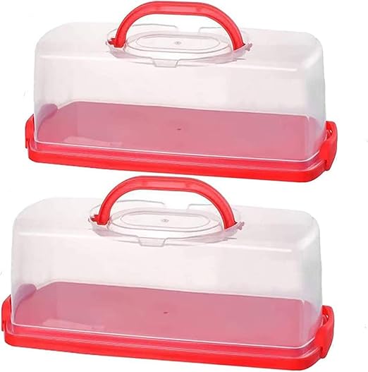 2 Pack Portable Plastic Rectangular Loaf Cake Storage