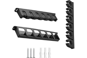 Tcakelox Fishing Rod Holder for Garage Fishing Pole Holders Vertical Surf Fishing Rod Holders Wall-Mounted Stores 6 Rods or Combos Fits Most Rod (Vertical Large diameter Black, 1 Pair)