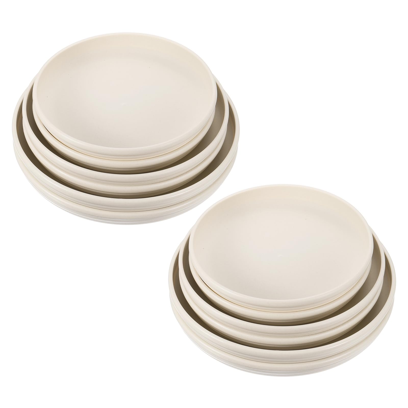 PATIKIL Plant Saucer Tray, 6 Pack 9/10/12 Inch Plastic Round Plant Saucer Flower Planter Drip Tray for Indoors Outdoors Patio Balcony, Beige