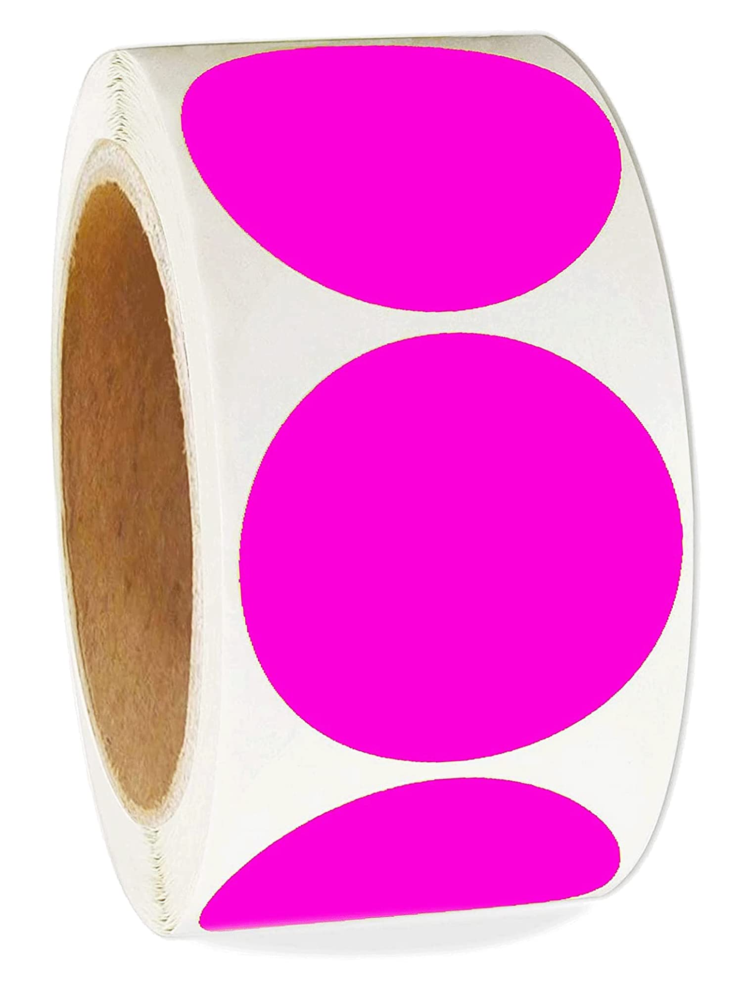 Photo 1 of 2 Inch Color-Code Labels Round Circle Stickers for Color Coding - Fluorescent Pink Christmas Inventory Labels Moving Stickers for Labeling Warehouse Classroom Office Food Service and Medical 500 Pcs