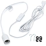 JACKYLED Extension Hanging Lantern Cord Cable 12Ft with E26/E27 Socket, UL Listed On/Off Button + Hooks + 2-Prong US AC Power Plugs - Pendant Lighting Bulb Lamp in Kitchen, Bedroom, Bathroom