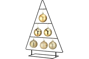 Cinnvoice 16 Inch Ornament Display Stand Metal Xmas Decorative Tabletop Ornament Christmas Tree Shaped Display Stand Holder Hooks Farmhouse Christmas Tree for Xmas Balls Decorations Hanging