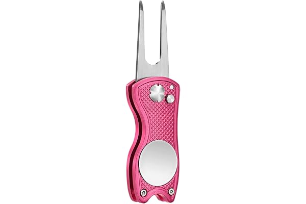 Mile High Life All Metal Foldable Golf Divot Tool with Magnetic Ball Marker & Club Groove Cleaner wi
