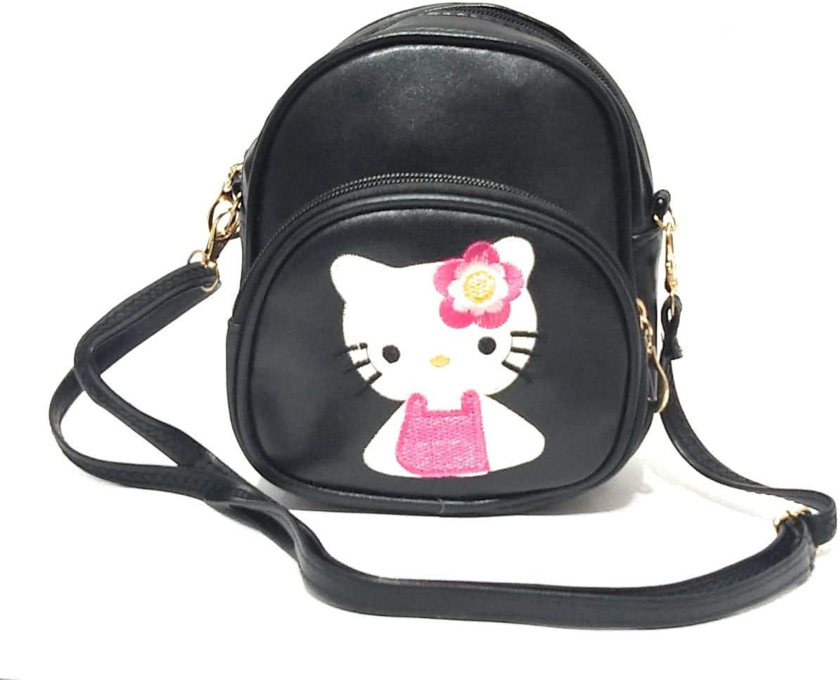 Sardar Ji Toys Stylish Hello Kitty Party Wear Mini Travel Crossbody Bag for Women/Girls with Adjustable Strap (Black)