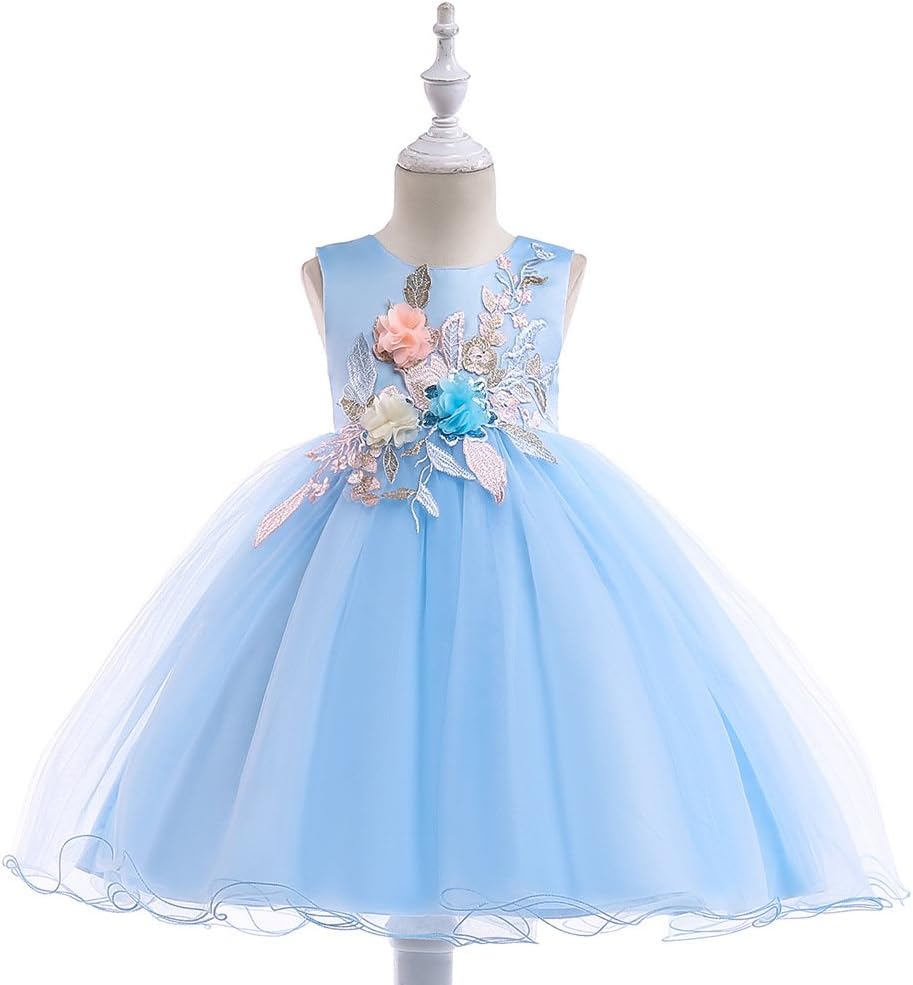 Rizoo Baby Girls Flower Tulle Princess Tutu Dress Lace Sleeveless Bowknot Communion Party Dress
