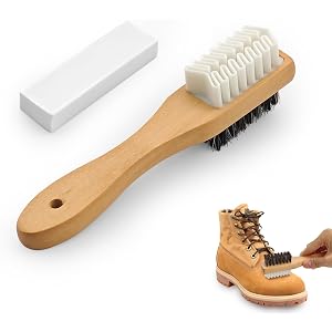 Suede Brush for Shoes, Suede Eraser for Shoes, 2-Piece Suede Shoe Cleaner Kit with Crepe & Brass Brush for Dry Scuffs, Sneake