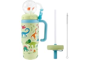 Stainless Steel Whale Fountain Tumbler with Handle, 24oz Stainless Steel Whale Water Bottle, Cute Insulated Stainless Steel W