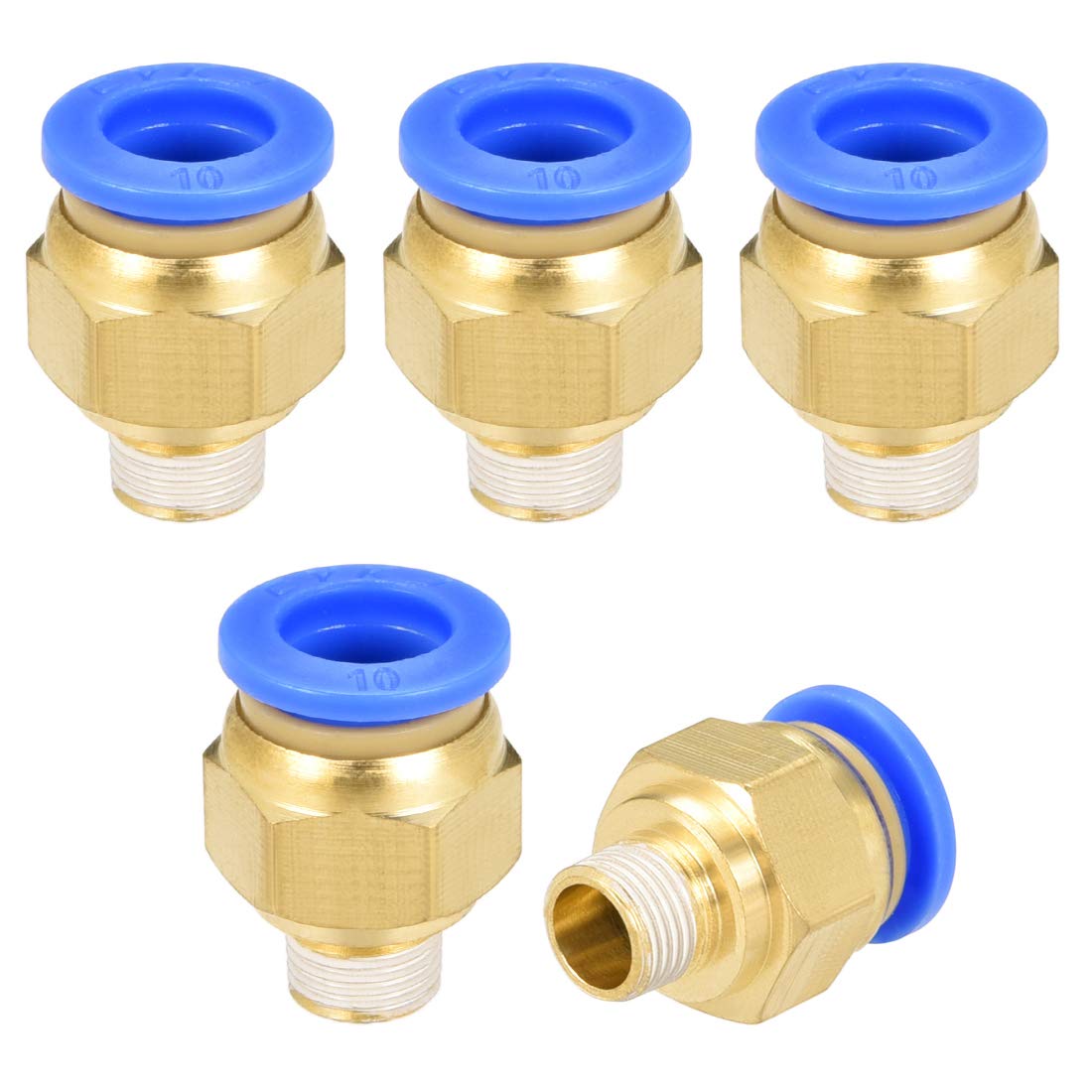 sourcing map Straight Pneumatic Push to Quick Connect Fittings G1/8 Male x 10mm Tube OD 5pcs