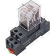 TWTADE/AC 24V Relay 10A Electromagnetic Power Coil Relay 8 Pins DPDT 2NO+2NC with Indicator Light and Socket Base -YJ2N-LY