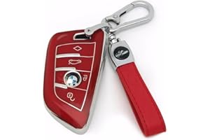 HAOYOUMEI Suitable For Bmw Key.Advanced soft TPU key case is compatible with X1 X3 X4 X5 X6 X7 M5 M6 1 3 4 5 6 7 GT3 GT5 GT6 key 360 Degree full protection key (Type B red Key Cover + Key Chain Set)