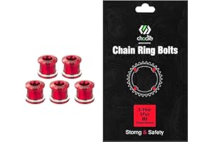 Chooee Single/Double Chainring Bolts， M8×6.5mm Bicycle Chainring Bolts&Nuts Set,Red