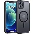 TOCOL Magnetic for iPhone 12 Case, Upgraded Full Camera Protection, Compatible with Magsafe, Drop Protection, Translucent Matte Back Bumper for iPhone 12 6.1-Inch (Black)