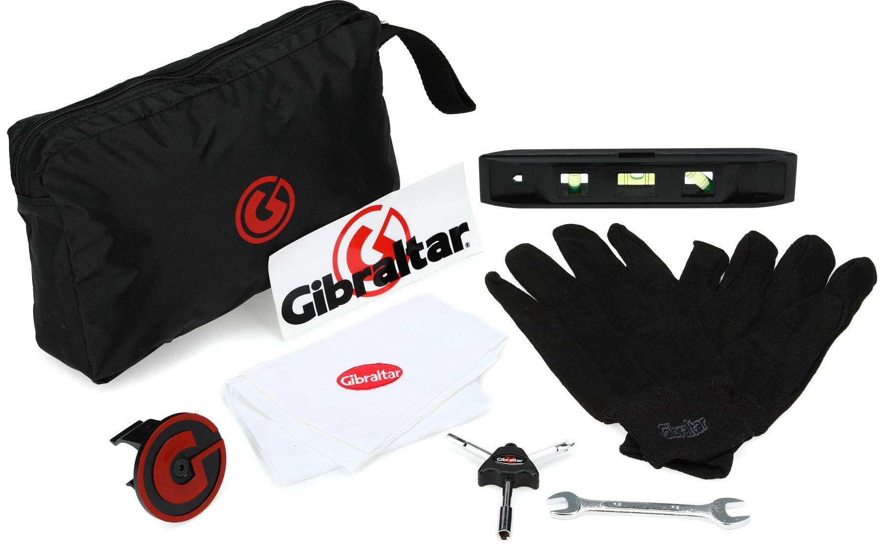 Gibraltar Accessory Drum Set - Rack Accessory Set - magnetic level, wrench, tri-key, gloves/pair, cleaning cloth, Clip-on Logo, RF-TKIT
