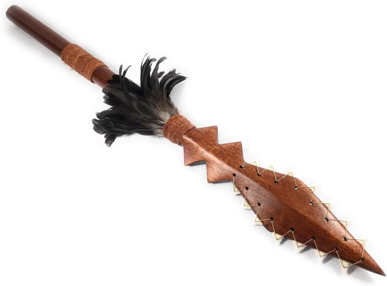 Tikimaster Thick King Kamehameha Koa Spear 60" w/ 14 Shark Teeth - Hawaiian | #koakkmh3