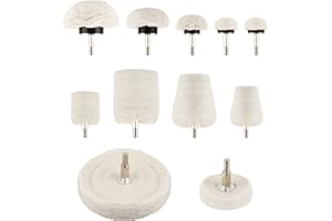 LUCKUT 11pcs Buffing Wheel for Drill, Polishing Ball for Drill with 0.25" Hex Shafts, Cotton Polishing Kit for Rotary Tools, Sanding Headlight Rims Manifold Aluminum Chrome Stainless Steel