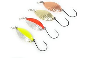 Prime Lures Casting Fishing Spoons 4 Pack. Real Silver. Slays Salmon, Steelhead, Bass, Trout. Great Action…