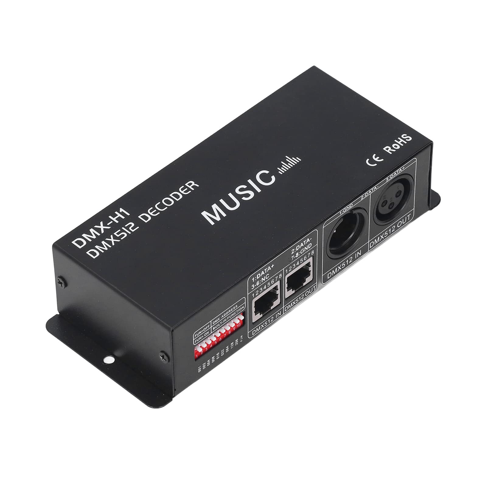 4 Channel DMX512 Decoder RGB LED Controller PWM Dimming Music Mode Decoder Unit for Stage Lighting Strips and Fixtures