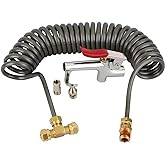 WYNNsky Heavy Duty Air Seat Blow Gun Kit for Truck, 1/4 Inch × 11.5 Feet PU Coil Air Hose, Lever Air Blow Gun with 2 Tips