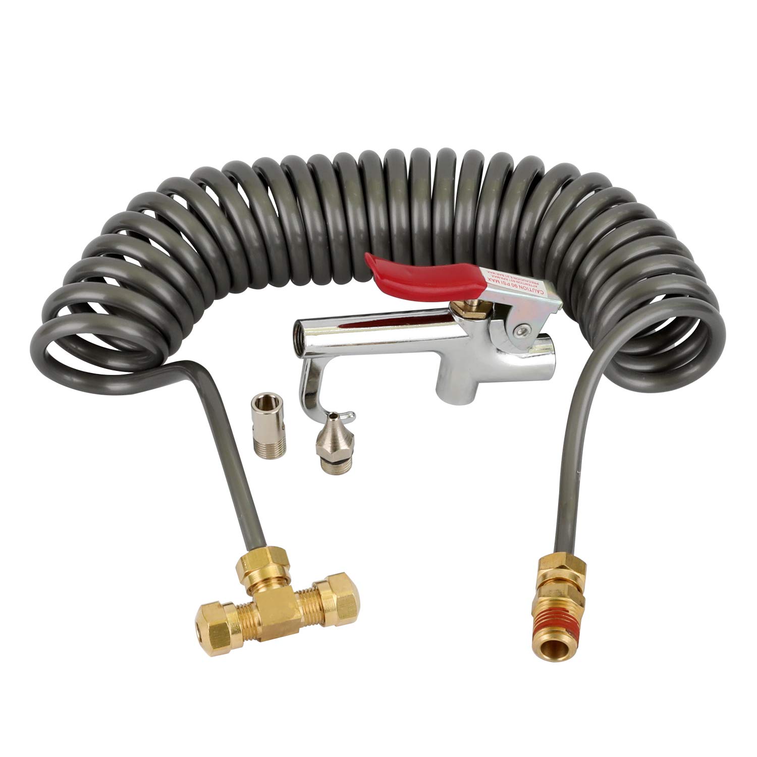 Photo 1 of WYNNsky Heavy Duty Air Seat Blow Gun Kit for Truck, 1/4 Inch × 11.5 Feet PU Coil Air Hose, Lever Air Blow Gun with 2 Tips