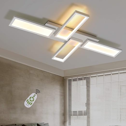 CBJKTX Deckenleuchte LED Wohnzimmerlampe Weiß Deckenlampe Dimmbar 58W 82.7CM Eckig Modern Design