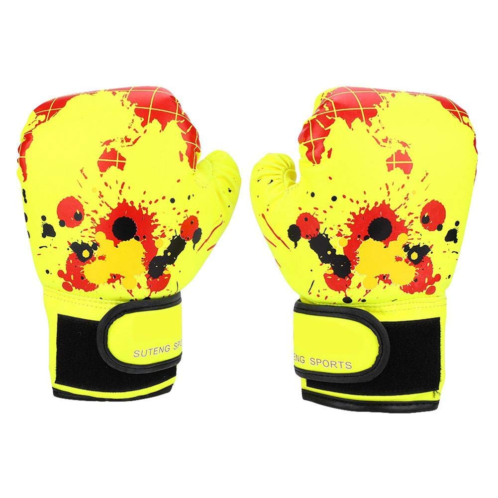 Bnineteenteam Kid's Boxing Gloves, Children Cartoon PU Leather Boxing Gloves Beginners Sparring Training Gloves Aged 2-11Years Old(Yellow) Children's Sports Equipment Children's Movement