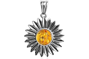 Ian and Valeri Co. Amber Sterling Silver Sunflower Large Pendant